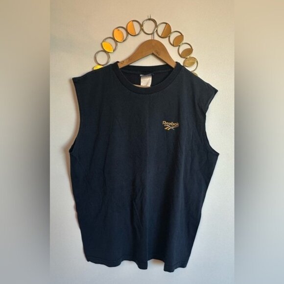 Reebok Other - Y2K Sleeveless Reebok  Tee Shirt 90s Mens Size Extra Large Navy Blue Yellow Logo